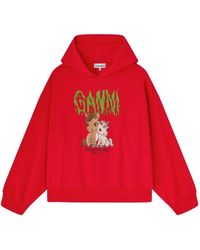 Ganni - Graphic-Print Hoodie - Lyst