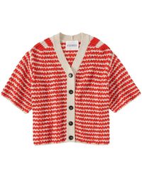 Closed - Striped Crochet-knit Cardigan - Lyst