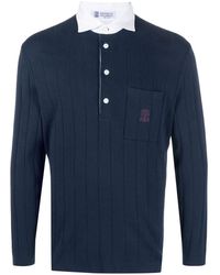 Brunello Cucinelli - Jersey tipo polo con logo bordado - Lyst