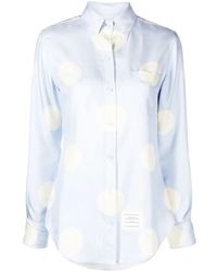 Thom Browne - Polka-Dot Silk Long-Sleeve Shirt - Lyst