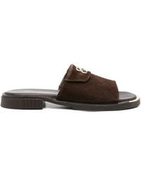 SERGIO MORETTI FIRENZE - Logo-Plaque Suede Sandals - Lyst