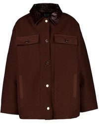 CASABLANCA - Logo-Jacquard Leather-Collar Jacket - Lyst