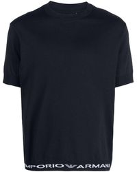 Emporio Armani - T-shirt en coton à bande logo - Lyst