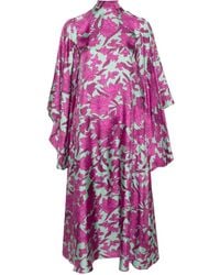 La DoubleJ - Magnifico Silk Twill Midi Dress - Lyst