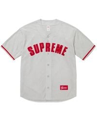 Supreme - Mesh Logo-Appliqué Baseball Jersey - Lyst