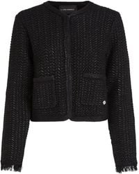 KARL LAGERFELD - Tweed Frayed Cardigan - Lyst