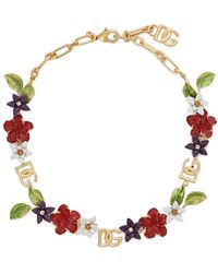 Dolce & Gabbana - Logo-detail Floral Necklace - Lyst
