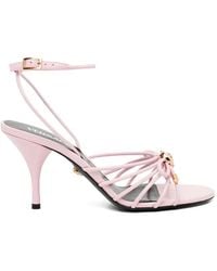 Versace - Delicate Strappy Sandals With Emblem - Lyst
