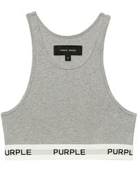 Purple Brand - Logo-tape Cotton Sports Bra - Lyst