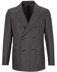 Al Duca d'Aosta - Double-Breasted Herringbone Wool Suit - Lyst