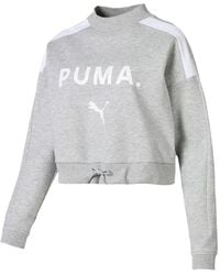 PUMA - Logo-Print Cropped Sweatshirt - Lyst