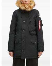 Alpha Industries - Abrigo Con Ribete De Pelo Y Detalle De Parche - Lyst