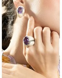 Andreoli - Oval-Shape Diamond And Amethyst Ring - Lyst