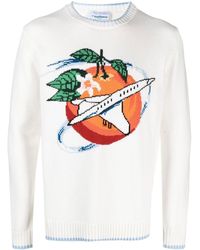Casablancabrand - Orbite Autour De L'orange Intarsia Cotton Sweater - Lyst
