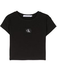 Calvin Klein - Cropped-T-Shirt mit Logo-Patch - Lyst