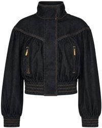 Zimmermann - Veste Crop En Jean À Col Montant - Lyst