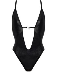 DIESEL - Plunging-Neckline Metallic-Finish Swimsuit - Lyst