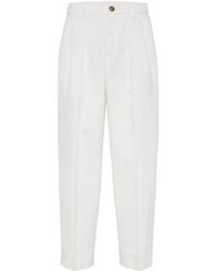 Brunello Cucinelli - Pleat-Detail Tapered-Leg Trousers - Lyst