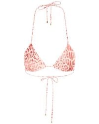 Roberto Cavalli - Jaguar-Print Triangle Bikini Top - Lyst