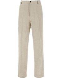 Ferragamo - Straight Linen Trousers - Lyst