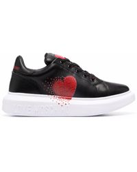 Love Moschino - Heart-patch Panelled Leather Sneakers - Lyst