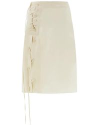 Ferragamo - Satin Skirt With String Tie Detail - Lyst