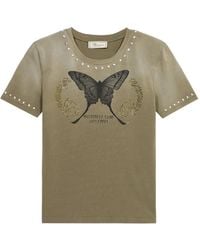 Blumarine - Butterfly-Print Studded T-Shirt - Lyst