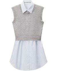 Alexander Wang - Layered Sleeveless Shirt Mini Dress With Knit Top - Lyst