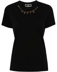 Elisabetta Franchi - T-Shirt mit Logo-Anhänger - Lyst