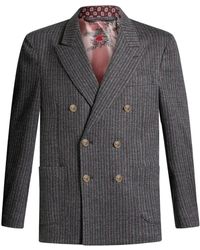 Etro - Gestreepte Blazer Met Dubbele Rij Knopen - Lyst
