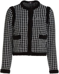 Karl Lagerfeld - Cardigan en tweed à plaque logo - Lyst