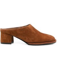 Linda Baumann - Suede Block-Heel Mules - Lyst