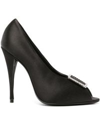 Saint Laurent - 115Mm Crystal-Embellished Satin Pumps - Lyst