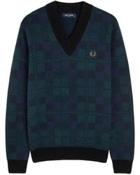 Fred Perry - Tartan V-Neck Sweater - Lyst