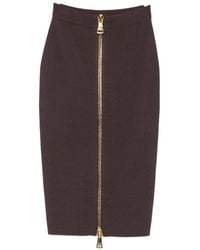 Elisabetta Franchi - Front-Zip Pencil Midi Skirt - Lyst