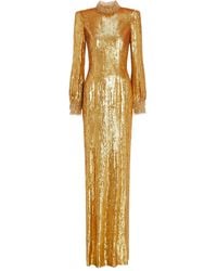 Jenny Packham - Opium Sequin-Embellished High-Neck Gown - Lyst
