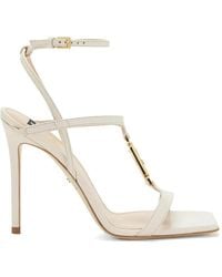 Elisabetta Franchi - Logo-Detail Leather Sandals - Lyst