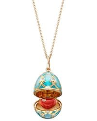 Faberge - 18kt Geelgouden Heritage Heart Suprise Halsketting Met Diamanten Medaillon - Lyst