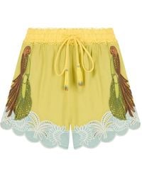 FARM Rio - Embroidered Scalloped-Hem Mini Shorts - Lyst