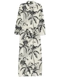 Psophia - Palm-Tree Pattern Midi Dress - Lyst