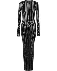 Balmain - Zebra-Print Velvet Midi Dress - Lyst