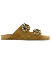 Burberry - Check Suede Urchin Sandals - Lyst