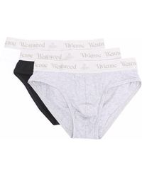 Vivienne Westwood Cotton Set-of-three Logo-jacquard Briefs in Black for Men Mens Clothing Underwear Boxers briefs 