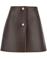 Ferragamo - A-Line Leather Mini Skirt - Lyst