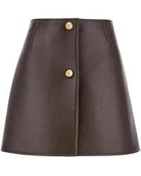 Ferragamo - A-Line Leather Mini Skirt - Lyst