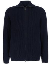 Tagliatore - Ribbed-Knit Zip-Up Cardigan - Lyst