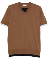 Paolo Pecora - V-Neck Panelled T-Shirt - Lyst