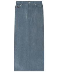 Moschino - Button-Fastening Denim Midi Straight Skirt - Lyst