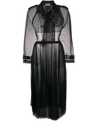 RED Valentino Long Point D'esprit Tulle Coat - Black