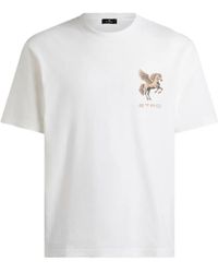 Etro - T-Shirt En Jersey De Coton À Broderie Pegaso - Lyst